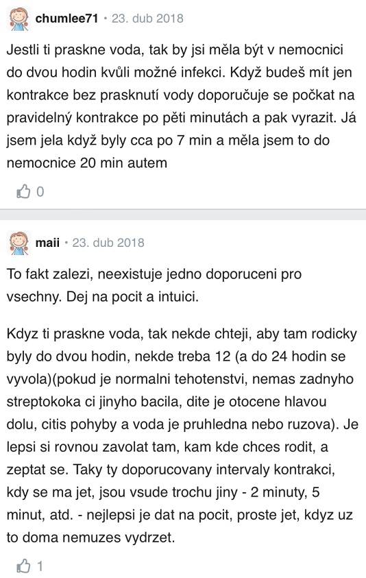 Kdy jít do porodnice diskuse Modrykonik